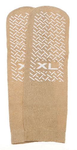 Slipper Socks; XL Beige Pair Men's  10-12  Wms 11-13