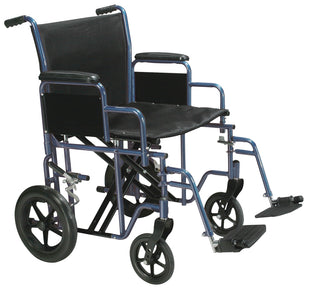 Transport Wheelchair Bariatric 22  Wide  Blue