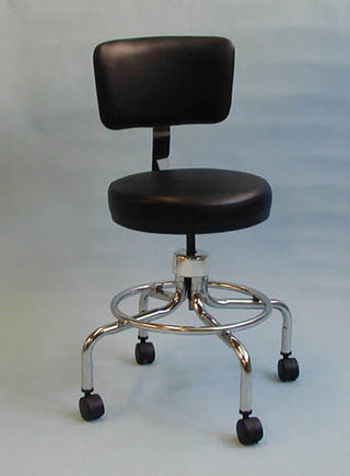 Classic Doctors Stool W/ Back W/ Foot Ring & Casters