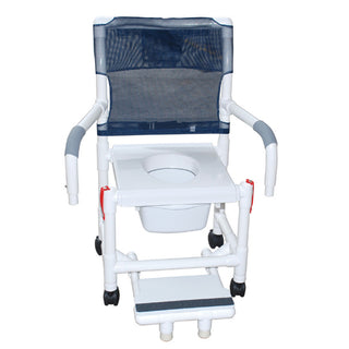 Shower Chair/Commode  PVC 18  w/Double Drop-Arms & Casters