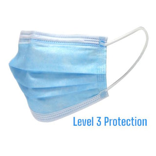 Disposable Face Mask Bx/50 w/EarLoops 3-Ply Level 3  Blue