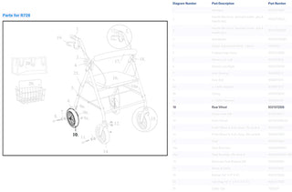 Front/Rear Wheel Assembly for Drive R728 Rollators