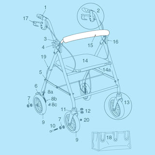 Backrest Replacement For R800 and R900 Rollator Series