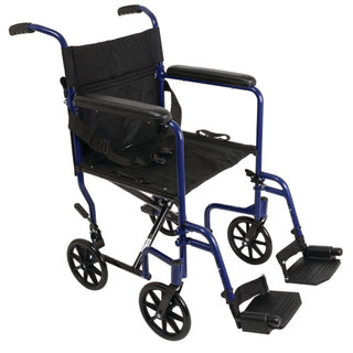 Aluminum Transport Chair w/ Footrests  Blue